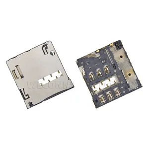 Connecteur de carte à puce fabricant push push type 1.27H 6PIN avec détection connecteur de carte micro SIM plaqué or TE 2229062-1