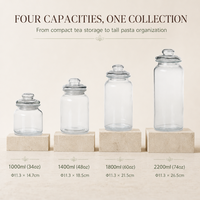 Bocaux de cuisine en verre transparent à usage domestique, avec couvercle en silicone serré à l'air, pot de stockage d'aliments et de bonbons, ml