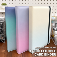 Classeur de cartes à collectionner A4 personnalisé en cuir PU dégradé à 4 anneaux avec fermeture élastique pour le rangement des cartes de collection