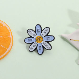 دبوس مينا بعبارة NAP or NOT، شارة على شكل زهرة الأقحوان، دبوس مرح للملابس، مجوهرات أنيقة وهدية للأصدقاء، متوفر بالجملة - Product Image 2