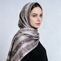 Écharpe en soie double face extra douce et réversible, imprimée, motif géométrique marbré, foulard de luxe pour femme, châle, écharpe de mode, hijab