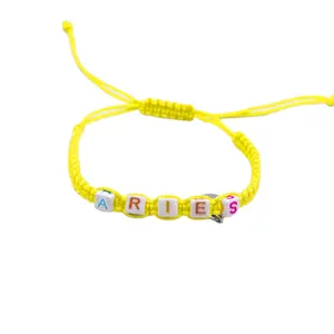 Acrílico cubo 6*6mm talão com nylon trança pulseira pulseiras amarelas personalizado nylon com charme acrílico pulseira pulseiras