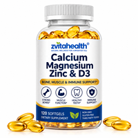 Complément Alimentaire en Capsules Molles de Calcium, Magnésium, Zinc et Vitamine D3 à Marque Blanche pour le Soutien Osseux et Articulaire et le Soutien Immunitaire des Adultes