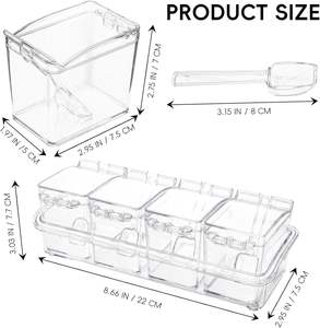 Kitchen Spice Storage <b>Box</b> Stackable Clear Acrylic Square Canister Containers <b>Set</b> with Lid Food Grade Injection Molded - Product Image 2