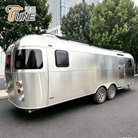 Caravane mobile de 8 m en acier inoxydable brossé, remorque de voyage de style rétro classique pour le camping, en promotion spéciale