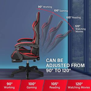 Sedia da <span class=keywords><strong>Gaming</strong></span> Ergonomica in Pelle con Poggiapiedi, Reclinabile e Pieghevole - Product Image 5