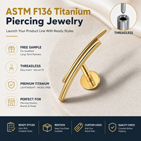 Perhiasan tindik JiaXin ASTM F136 G23 Titanium Threadless Push Pin Labret Stud untuk bibir, helix, conch, tulang rawan, dengan inlay CZ berbentuk hati, ukuran 16G