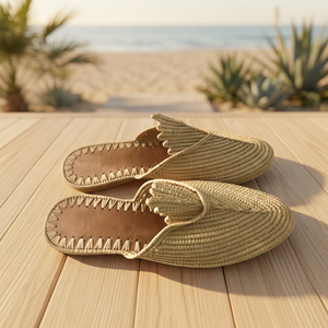 Sandalias de Rafia con Decoración de Borlas, Diseño a Rayas, Punta Abierta, Transpirables, para Verano, Interior, con Forro de Cuero Genuino - Product Image 2