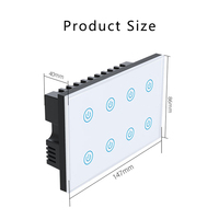 Interrupteur intelligent LangYeao 8 gang 147*86mm en verre trempé, utilisation domestique intelligente avec moniteur de puissance, compatible Alexa et Google Home, interrupteurs tactiles muraux