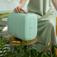 Mini-réfrigérateur de beauté vert 5L compact à porte unique avec poignée en cuir, logo OEM d'usine, pour soins de la peau