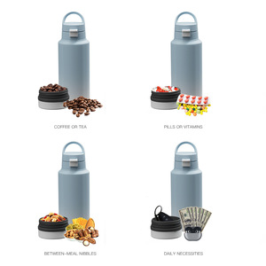 Bouteille d'eau en acier inoxydable à double paroi de 32 oz avec bouchon à bec verseur, gourde isotherme avec compartiment de rangement inférieur - Product Image 1