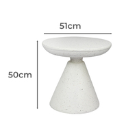Mesa Auxiliar de Terrazo con Pedestal de MgO, Mesa de Centro Móvil para Interiores y Exteriores, Patio, Sala de Estar, Moderna, Minimalista y Duradera