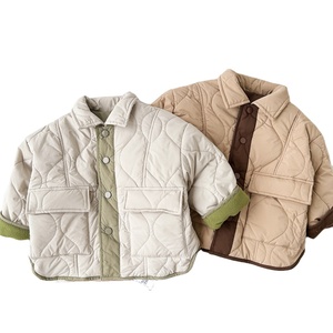 Automne enfant en bas âge décontracté hiver manteau enfants filles matelassé coton contraste couleur bébé garçons veste - Product Image 1