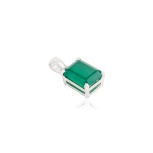Pendentif solitaire en onyx vert taille émeraude, argent sterling 925, sertissage griffe, géométrique classique, unisexe, pour usage quotidien - Product Image 3