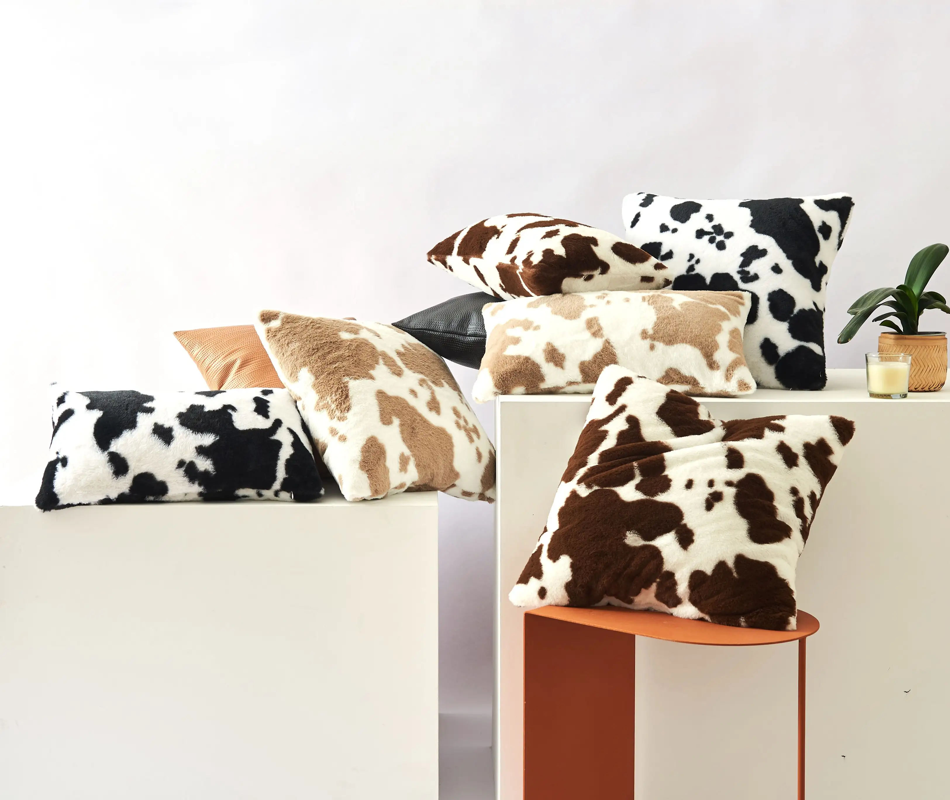 Soft cow style fur pillow case modern simplicity style fashion home decorative cushion cover