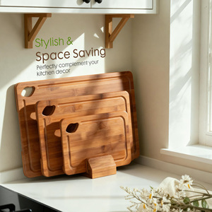 Bamboo Cutting Board 3 Piece <b>Set</b> Rectangle Eco Friendly Kitchen Chopping Block - Product Image 3