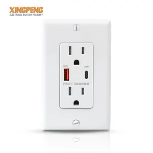 NOVO PD 20W 15A Tipo A + C múltiplo carregador usb duplex RECEPTÁCULOS COM PD 20W porta de carregamento rápido soquete do carregador usb