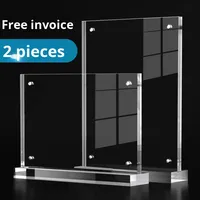 Support de table magnétique transparent double face en acrylique A4, modèle de menu, liste de prix, étiquette de prix, affichage