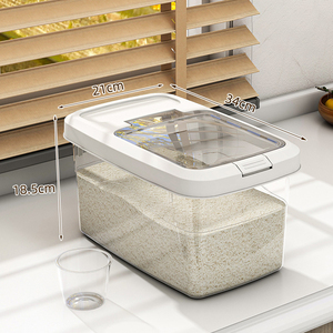 Seau en plastique PET transparent de grande capacité hermétique pour le stockage des aliments secs, conteneur de stockage du riz avec couvercle, boîte de stockage des céréales, réservoir - Product Image 6