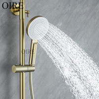 Ensemble de robinetterie de salle de bain de luxe Oire, finition or brossé, thermostatique, multifonction, avec douchette pluie chaude et froide pour appartements