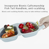 Nouvel ensemble d'assiettes repas divisées pour enfants en forme de poisson, sans BPA, de qualité alimentaire, vaisselle en plastique écologique pour tout-petits