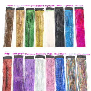 Bán buôn 20 màu sắc 50cm 20inch <span class=keywords><strong>tinsel</strong></span> tóc Clip-trong <span class=keywords><strong>tinsel</strong></span> phần mở rộng tóc clip trong long lanh cổ tích óng ánh tóc tinsels Clip - Product Image 2