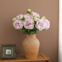 Bunga Peony Artificial 2 Tangkai Real Touch, Bunga Sutra Paeonia Besar untuk Buket Pengantin, Dekorasi Pernikahan Mewah