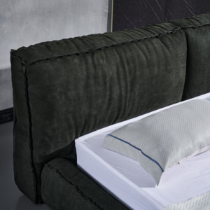 Nội thất phòng ngủ cao cấp cho biệt thự và giường lớn Màn hình rộng phong cách tối giản đậu phụ khối vải nhung giường đôi - Product Image 4