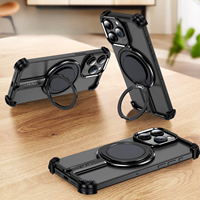 Étui magnétique en aluminium avec support antichoc, support de téléphone fin et protecteur pour 15 14 13 Pro Max, cadre métallique, rotation à 360°