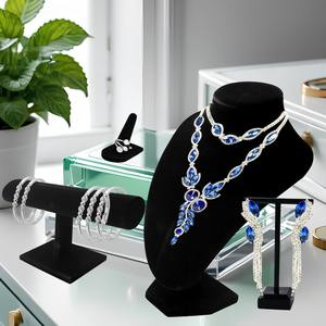 Velvet Jewelry Display Set Velvet <b>Necklace</b> Bust Holder Mannequin Bust T-Bar 2 T Shape Earring Stand 2 Velvet <b>Ring</b> Finger Jewelry - Product Image 4