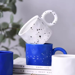 Mug à café en céramique grande capacité 400 ml avec poignée créative, design moderne, sans danger pour les aliments et réutilisable, option logo personnalisé - Product Image 1