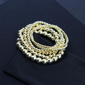 Pulsera <span class=keywords><strong>de</strong></span> Hematita Negra Simple y Elegante en <span class=keywords><strong>Oro</strong></span> <span class=keywords><strong>de</strong></span> 14K, Diseño Elástico con Acentos Plateados, Estilo Unisex, Joyería <span class=keywords><strong>de</strong></span> Lujo Directo <span class=keywords><strong>de</strong></span> Fábrica - Product Image 1