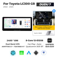 Radio con Pantalla Android MEKEDE DUDU7 para Auto, Navegación GPS, Multimedia para Auto, Car-play, para Toyota LC300 GR 2022-2025 de 12.3 Pulgadas