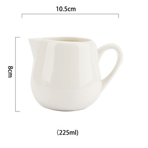 เหยือกนมเซรามิกสีขาวบริสุทธิ์แบบคลาสสิกขนาดเล็กพร้อมหูจับ เหยือกกาแฟขนาดเล็กสำหรับใช้ในบ้านและห้องครัว - Product Image 3