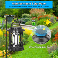 OVO-052 Solar-Flammenlaterne in Bernsteinfarbe zum Aufhängen oder Einstecken mit Lichtsensor, IP65 Wasserdicht für Garten, Weg und Hofdekoration