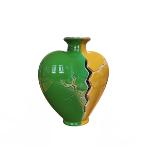 Botella de Vino Decorativa de Cerámica en Forma de Corazón Verde y <span class=keywords><strong>Amarillo</strong></span> con Diseño Craquelado, Calidad Premium Personalizable para Pedidos al por Mayor - Product Image 2