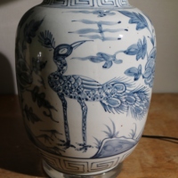 Blue and White Peacock Floral Ceramic Table Lamp Porcelain Desk Lamp With Crystal Base Fabric Shade for Bedroom Home Decor