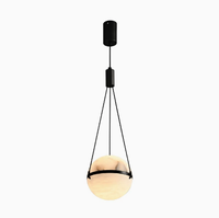 Luminaire suspendu moderne en globe d'albâtre, sphère en marbre naturel, lampe suspendue pour chambre à coucher, chevet, îlot de cuisine, décoration