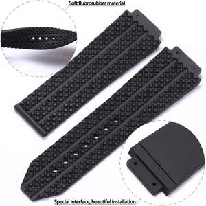 Bracelets de montre en silicone souple à motif diamant Lionorm 26x19MM avec extrémité convexe pour montre de plongée sportive <span class=keywords><strong>Hublo</strong></span> Big-Bang - Product Image 2