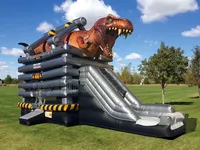 Fabbrica T Rex Dino castello gonfiabile di rimbalzo bambini che saltano buttafuori casa commerciale di rimbalzo del dinosauro con scivolo dinosauro gonfiabile