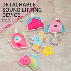 แผ่นรองคลานเด็กแบบพับได้ พร้อมตาข่ายนิรภัยด้านข้าง ศูนย์พัฒนาการเล่น พร้อมของเล่นแขวนแบบนุ่ม วัสดุโพลีเอสเตอร์ - Product Image 3