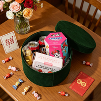 Boîte à fleurs ronde en velours avec logo personnalisé, boîte cadeau de luxe en deux parties, haut et bas, pour roses, bouquets et arrangements floraux