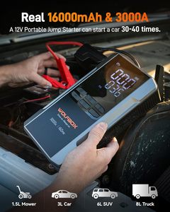 WOLFBOX MegaVolt 16 Air 3000A Démarreur de batterie portable avec compresseur d'air 59,2 Wh 160 PSI, charge rapide 65 W, pack batterie 12 V - Product Image 3