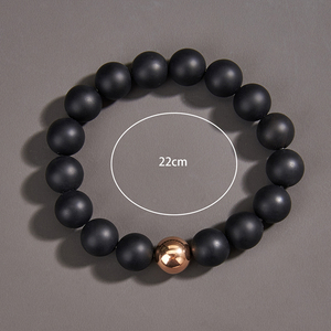 Matte Black Onyx <b>Bracelets</b> for <b>Men</b> Rose Gold Plated <b>Beads</b> Accessories Customized Stainless Steel Jewelry - Product Image 4
