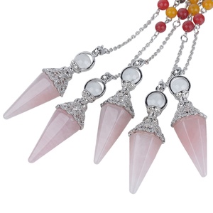 Péndulo colgante de cristal de Chakra Popular, Péndulo de amatista con cuentas coloridas, Péndulo de cono Hexagonal de piedras naturales - Product Image 3