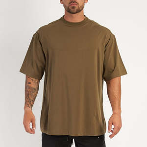 Оптовые мужские футболки на заказ: высококачественные черные футболки для спортзала, однотонные, из хлопка/бамбука, быстросохнущие, немнущиеся, стандартного кроя для мужчин - Product Image 4