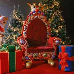 Kırmızı Altın Kral Kraliçe Noel Baba Taht Koltuğu Lüks Saray Tarzı Otel Lobisi Kraliyet Tatil Koltuğu Premium Misafir Karşılama Teşhir Ünitesi - Product Image 6