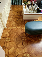 Parquet en chêne massif certifié FSC de 15 mm, motif géométrique Versailles, plancher en bois pour villa