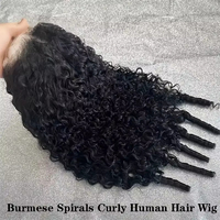 Wig keriting birai mentah India, Wig Wig Frontal HD penuh 30 inci grosir dengan renda, Wig rambut manusia Virgin mentah Peruvian tanpa lem 12A