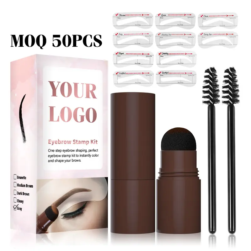 Wholesale One Step Eyebrow Powder Pomade Brow Stamp Kit Waterproof Hairline Eyebrow Stamp Stencil Kit